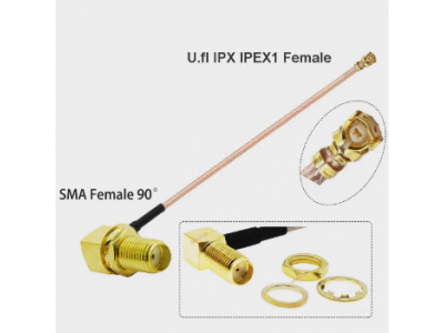 Кабель Пигтейл IPEX U.fl Female 90 - SMA Female Радиочастотный кабель RG178 (SMA F to IPEX-1) 25 см