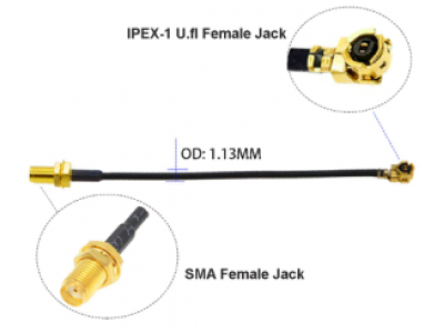 Кабель Пигтейл IPEX U.fl Female - SMA Female Радиочастотный кабель RG1.13 (SMA F to IPEX-1) 10 см